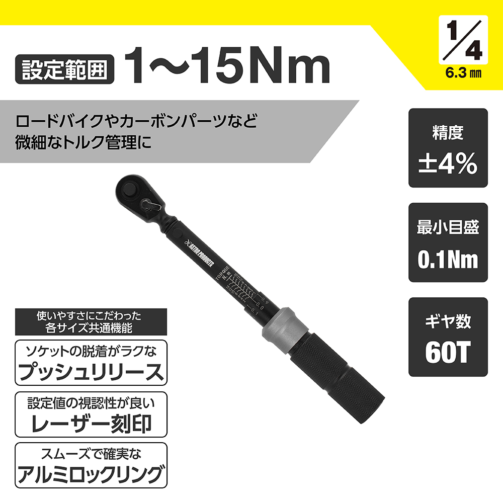 1/4DR プリセット型トルクレンチ TQ064