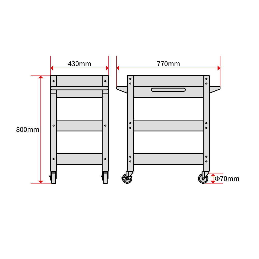 ツールワゴン 3段 ブラック 引出付 TW830 工具・DIY用品通販のアストロプロダクツ