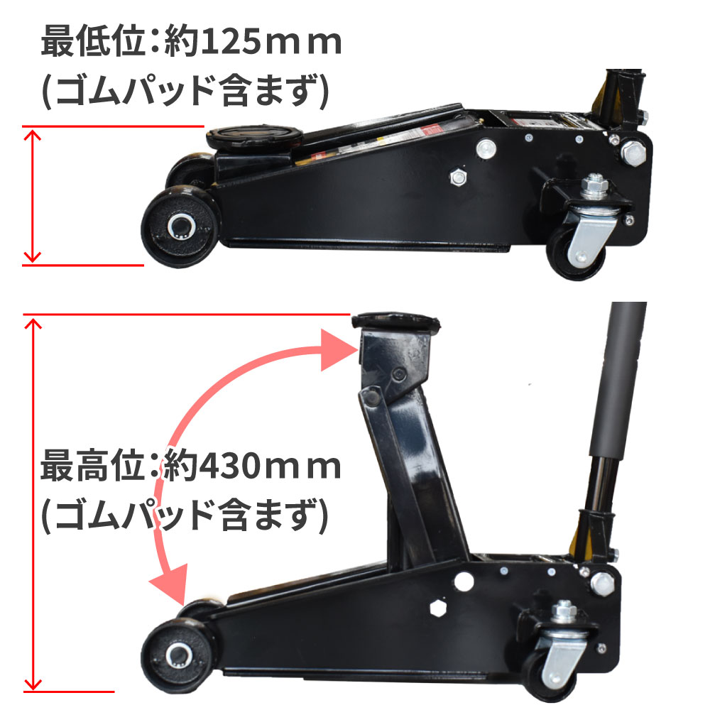 2.5TON ガレージジャッキ GJ140 / 工具・DIY用品通販のアストロプロダクツ