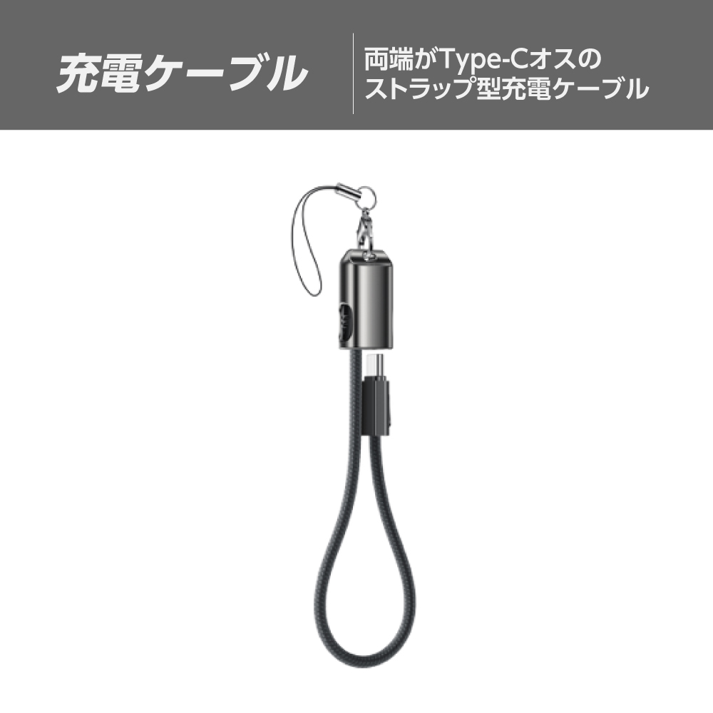 0.2m ストラップ型充電ケーブル C to C UBP215