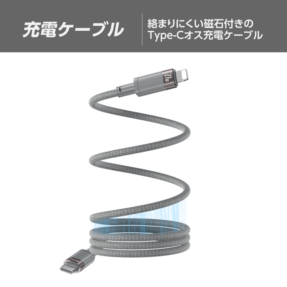 1m マグネティック充電ケーブル C to C UBP216