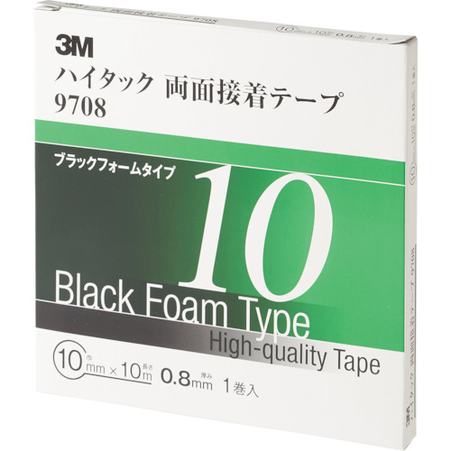 9708 10 AAD ハイタック両面接着テープ 9708 10mmX10m 黒 (1巻=1箱)
