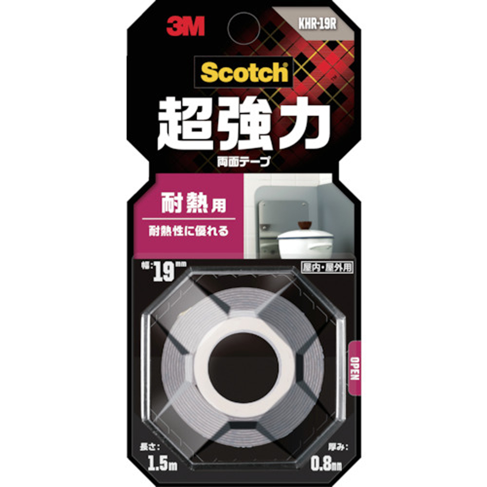 スコッチ 超強力両面テープ 耐熱用 19mm×1.5m KHR-19R