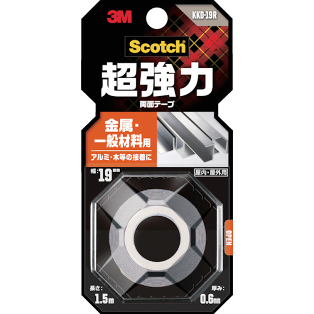 スコッチ 超強力両面テープ 金属･一般材料用 19mm×1.5m KKD-19R