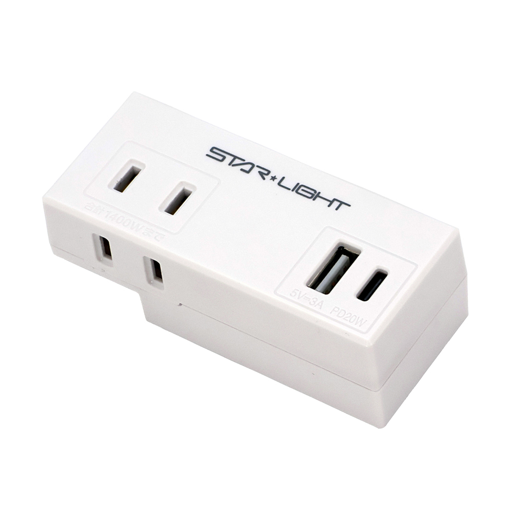 モバイルUSB電源タップ SK-S2AC2USBPD20WH