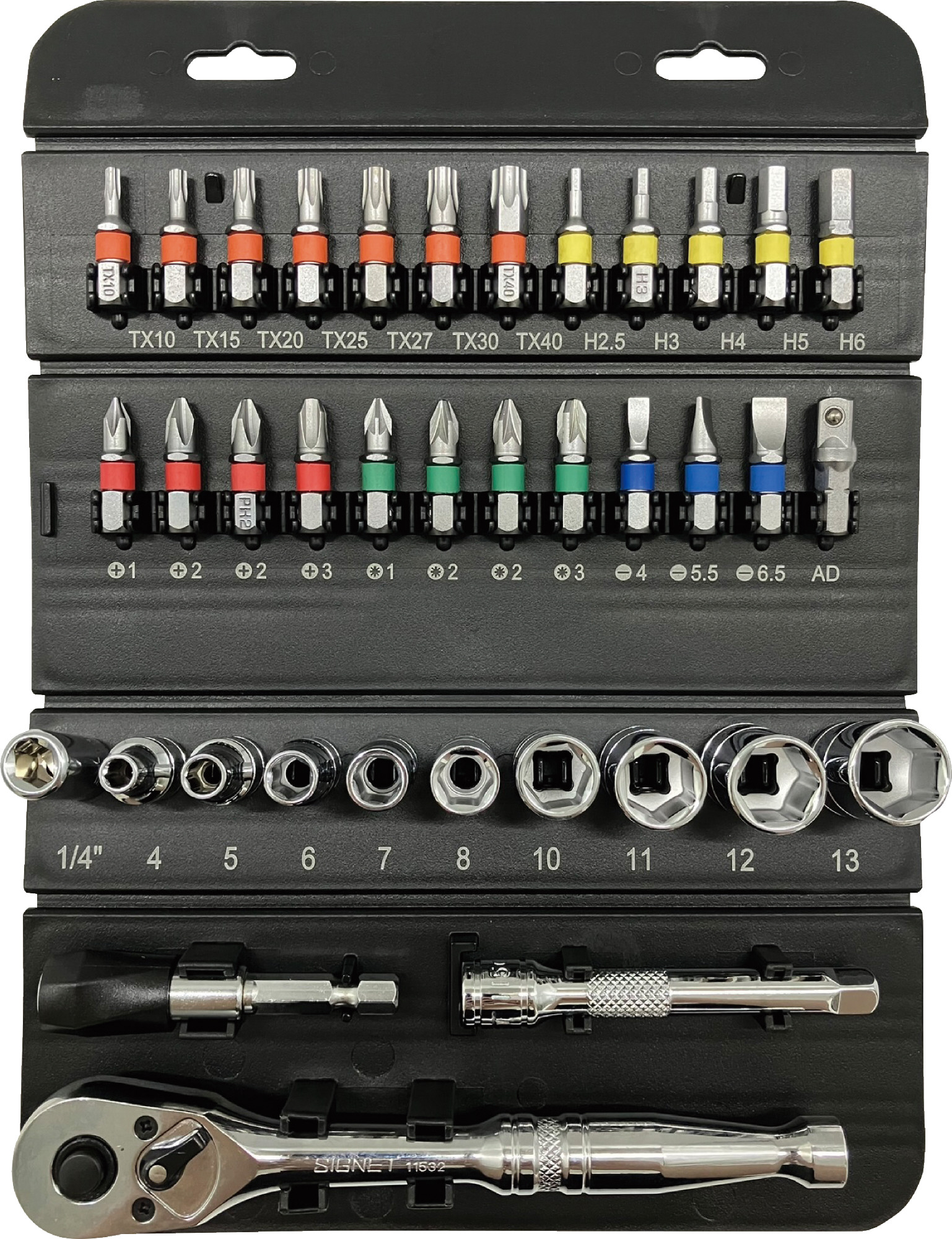 ロールチョイス 37PC 1/4DRソケット＆ビットセット 22041