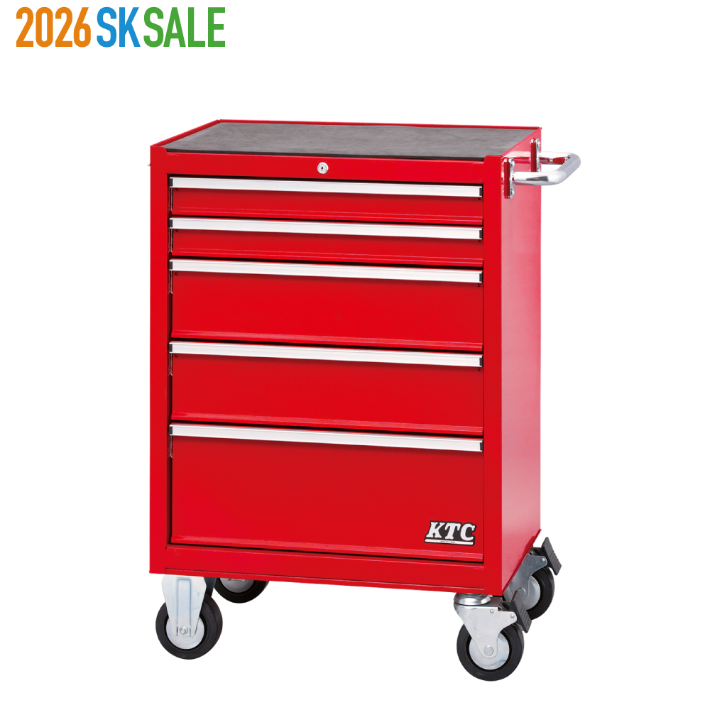 ○ローラーキャビネット 5段5引出し レッド SKX3805
