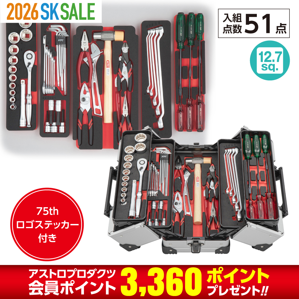 12.7sq.両開きメタルケース一般産業向けセット[51点]