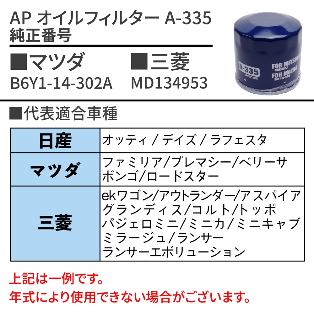 AP オイルフィルター A-335|工具・DIY用品通販のアストロプロダクツ