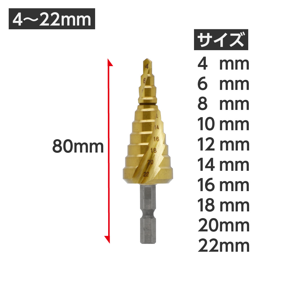 Ap スパイラルステップドリル 4 22mm Db175 工具 Diy用品通販のアストロプロダクツ